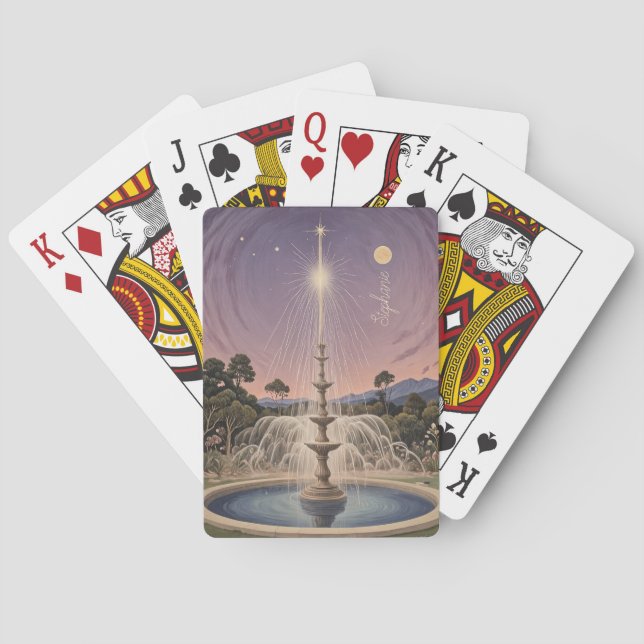 Lavender Fountain's Lullaby Personalized  Playing Cards (Back)