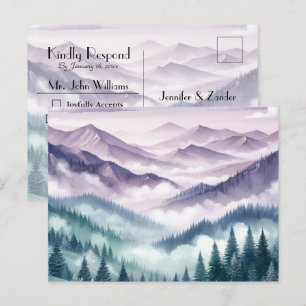 Lavender Frost in the Alpine Mist Wedding RSVP Invitation Postcard