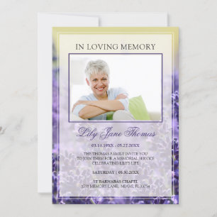 Lavender Funeral Invitation   In Loving Memory