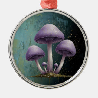 Lavender Fungus - Vintage Botanical Art Magnet Metal Ornament