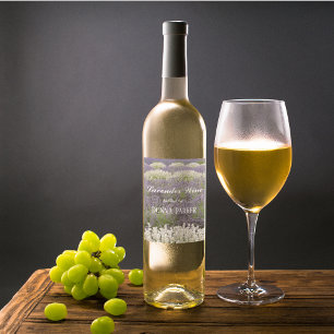 Lavender Garden Personalised Floral Wine Label