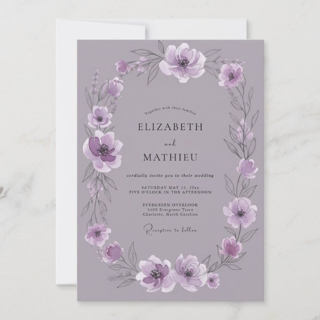 Lavender Gentle Bloom Wedding Invitation (Front)