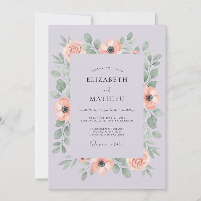 Lavender Gentle Blossom Romance Wedding Invitation (Front)