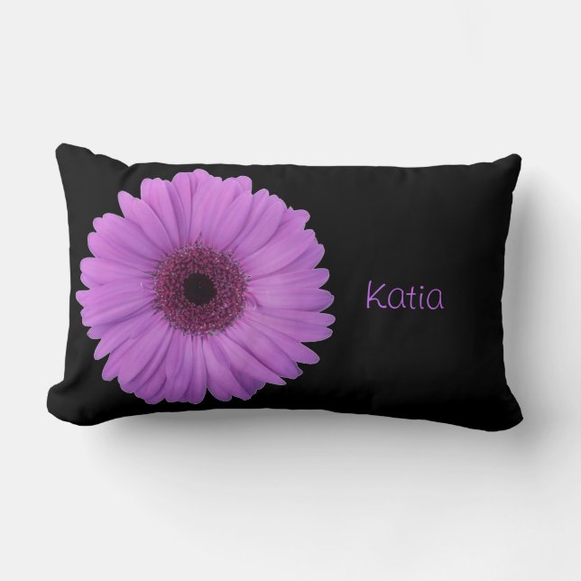 Lavender Gerbera Daisy Lumbar Cushion (Front)