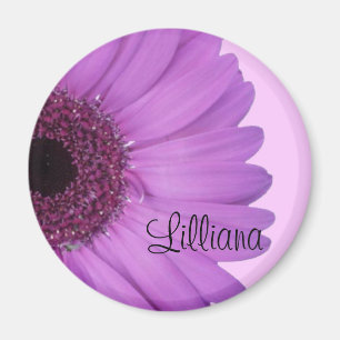 Lavender Gerbera Daisy Round Magnet
