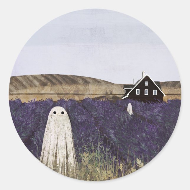 Lavender Ghost Classic Round Sticker (Front)