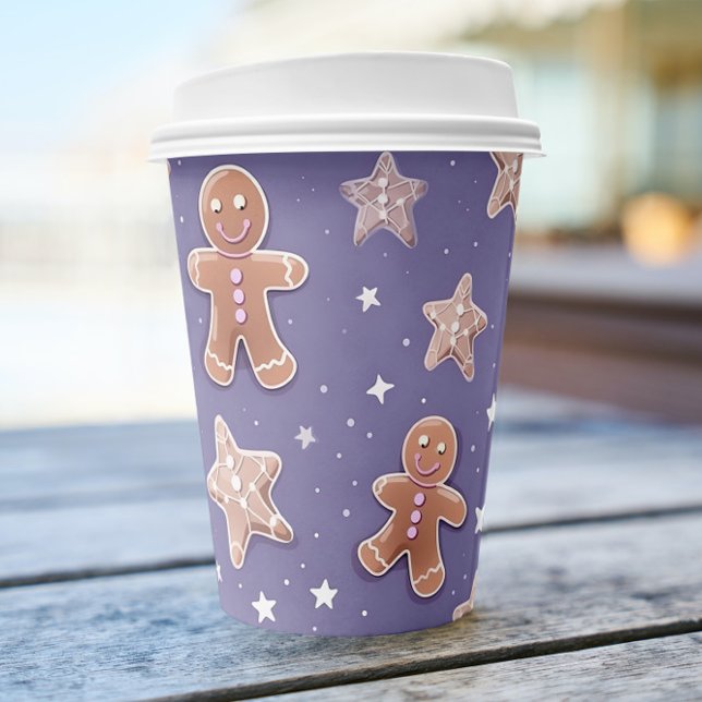 Lavender Gingerbread Man Holiday Paper Cup Set (Creator Uploaded)