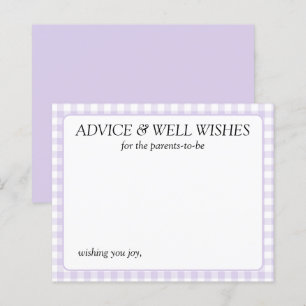 Lavender gingham Advice Cards for New Parents