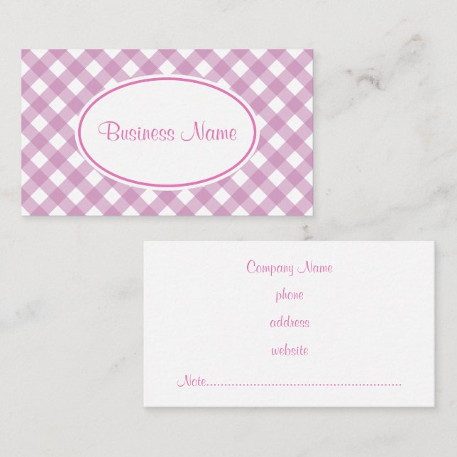 Lavender Gingham Business Card (Front/Back)