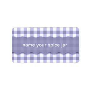 Lavender Gingham Chequered Design Kitchen Label