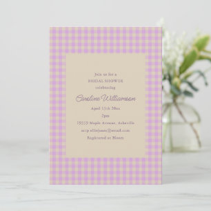 Lavender Gingham Preppy Classic Bridal Shower Invitation