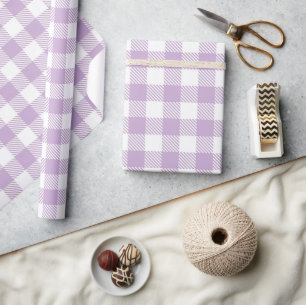 Lavender Gingham Retro Vintage Purple Plaid  Wrapping Paper