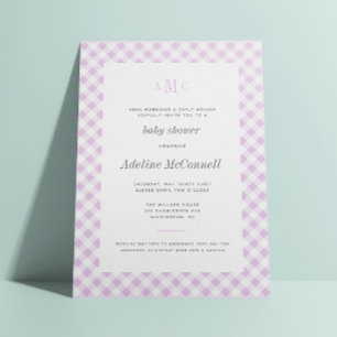 Lavender Gingham Traditional Baby Shower Invitation