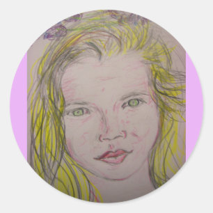 lavender girl classic round sticker