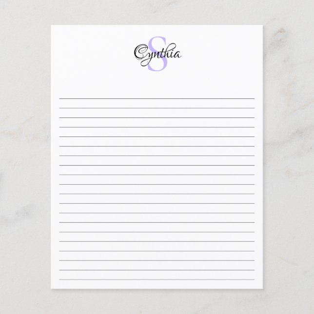 Lavender Girly Chic Monogram Lined Flyer (Front)