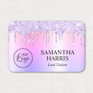 Lavender Glitter Drips Rainbow Shimmer Name Tag