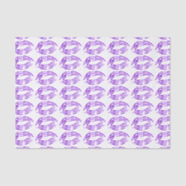 Lavender Glitter Lips Kiss Pattern Tissue Paper (Front)