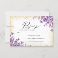 Lavender Glitter Nuestra Boda Spanish Wedding RSVP