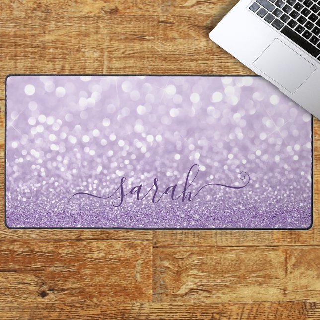 Lavender Glitter Personalised Desk Mat (Creator Uploaded)