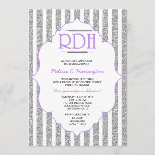 Lavender Glitter RDH graduation dental hygienist Invitation