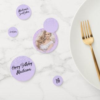 Lavender Glitter Sweet 16 Photo Sparkle Confetti