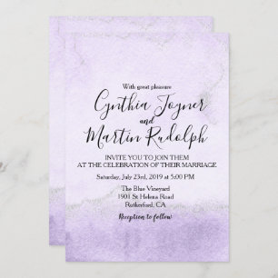 Lavender Glitter Watercolor Wedding Invitation