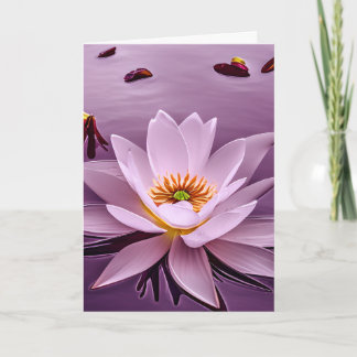 Lavender Glow Lotus Flower On Water Card