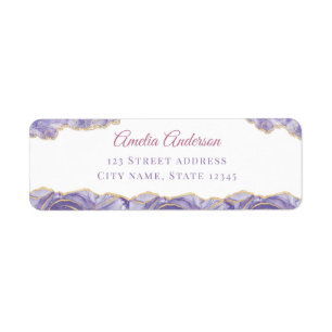 Lavender Gold Agate Return Address Labels