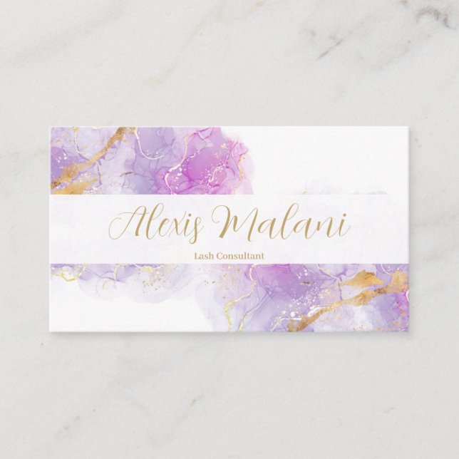 Lavender/Gold Business Card (Front)