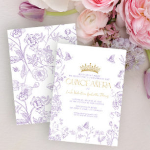 Lavender Gold Butterfly Quinceañera Quince Años Invitation