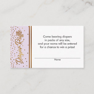 Lavender, Gold Confetti Diaper Raffle Ticket Cards