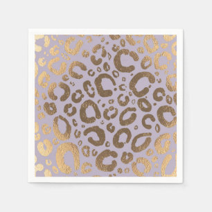 Lavender Gold Cream Glam Leopard Print Baby Shower Napkin