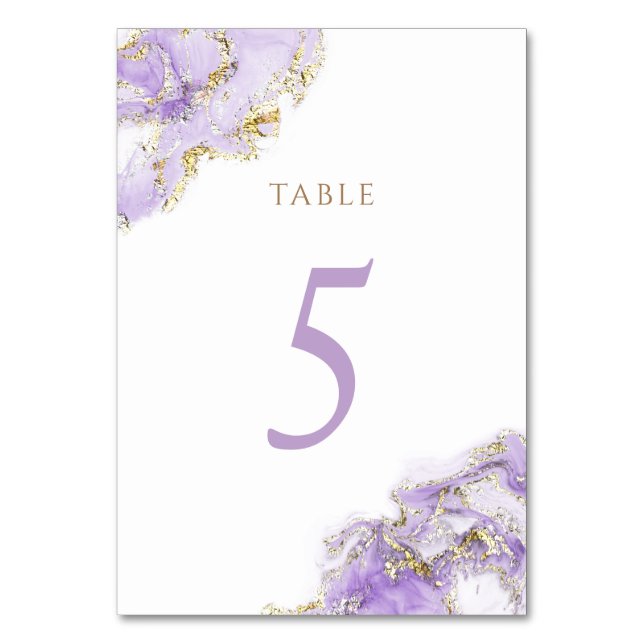 lavender gold fluid marble Table Number 5 (Front)