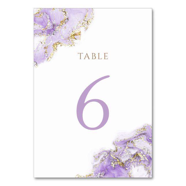 lavender gold fluid marble Table Number 6 (Front)