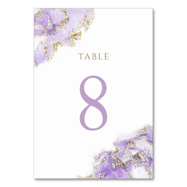 lavender gold fluid marble Table Number 8 (Front)