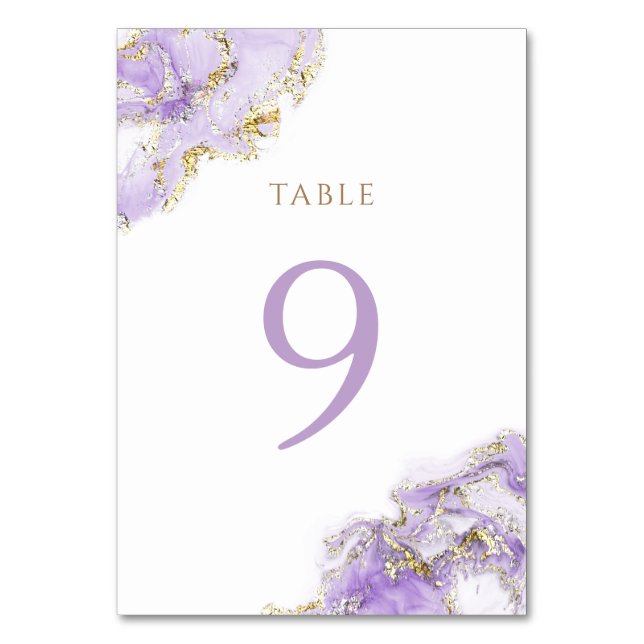 lavender gold fluid marble Table Number 9 (Front)