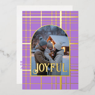 Lavender & Gold Gingham Christmas Holiday Photo