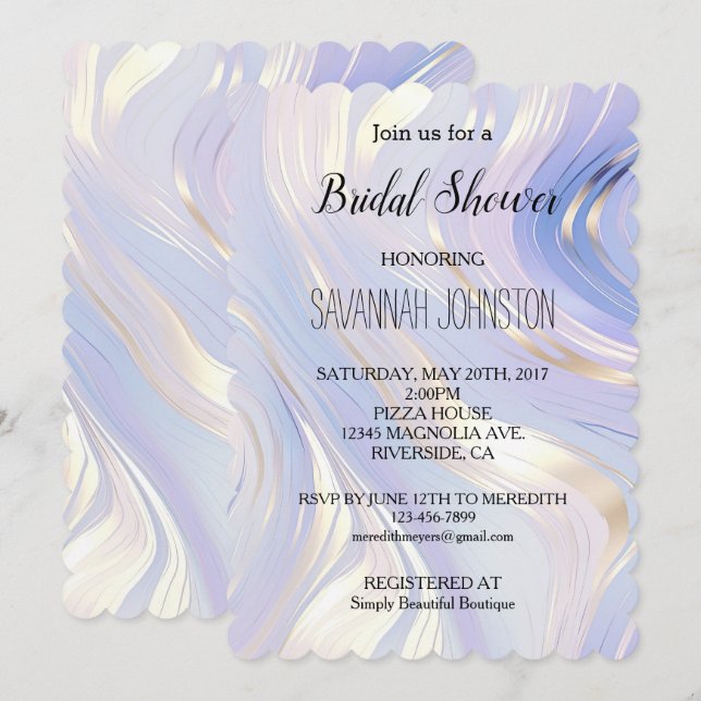 Lavender Gold Glam Bridal Shower Invitation (Front/Back)