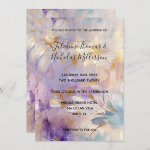 Lavender Gold Glam Floral Wedding  Invitation