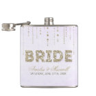 Lavender & Gold Glitter Look Bride Flask