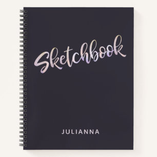 Lavender Gold Glitter Personalised Sketchbook Notebook