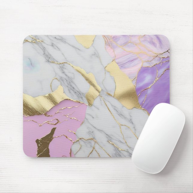Lavender & Gold Marble Luxe Mouse Pad (With Mouse)
