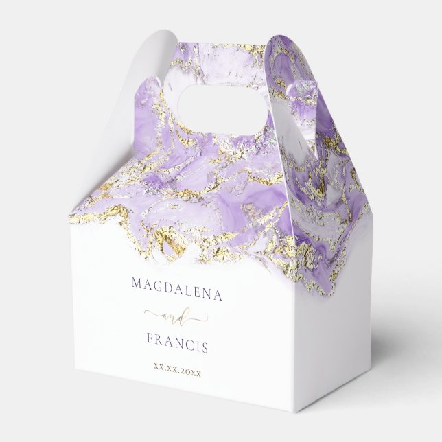 lavender gold marble | wedding favour box (Front Side)