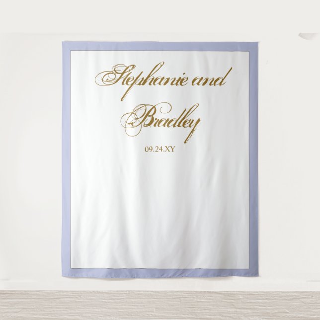 Lavender Gold Minimalist Elegant Wedding Backdrop Tapestry (Front)