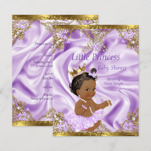Lavender Gold Princess Baby Shower Ethnic Girl Invitation