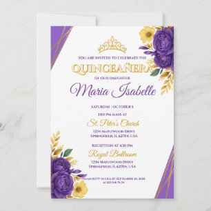 Lavender & Gold Quinceañera Invitation