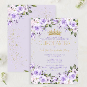 Lavender Gold Quinceañera Mis Quince 15 Años Invitation