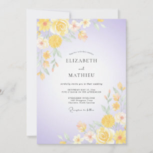 Lavender Gold Ranunculus Eucalyptus Wedding Invitation