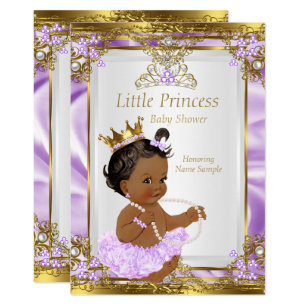 Lavender Gold White Princess Baby Shower Ethnic Invitation