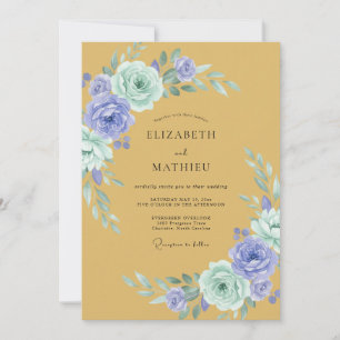 Lavender Golden Floral Romantic Wedding Invitation